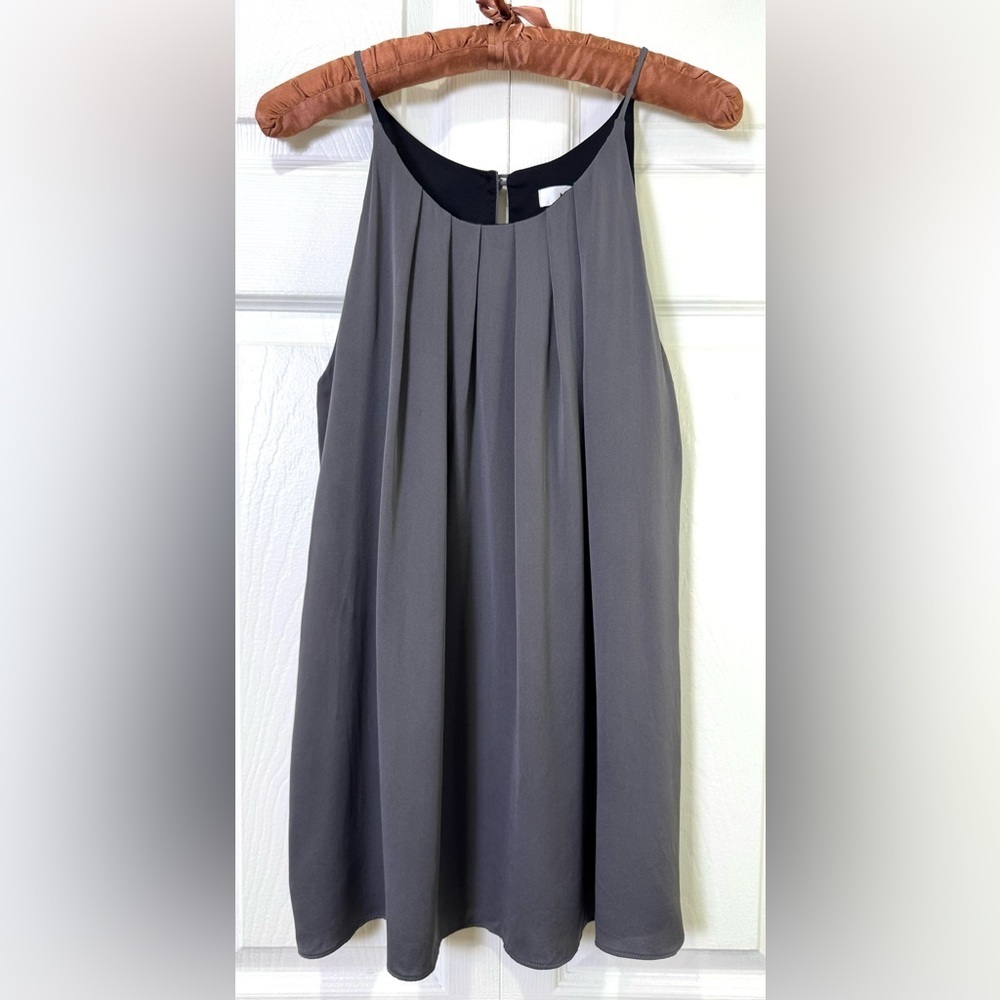 Milly Silk Flowy Tank Blouse – Grey with Black Lining | Size 4 EUC
